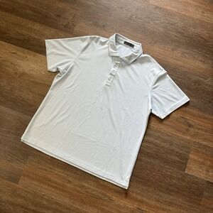 G/Fore Polo Shirt XL White Blue Golfer Hiker Trekker‎ Casual Preppy Mens FLAW